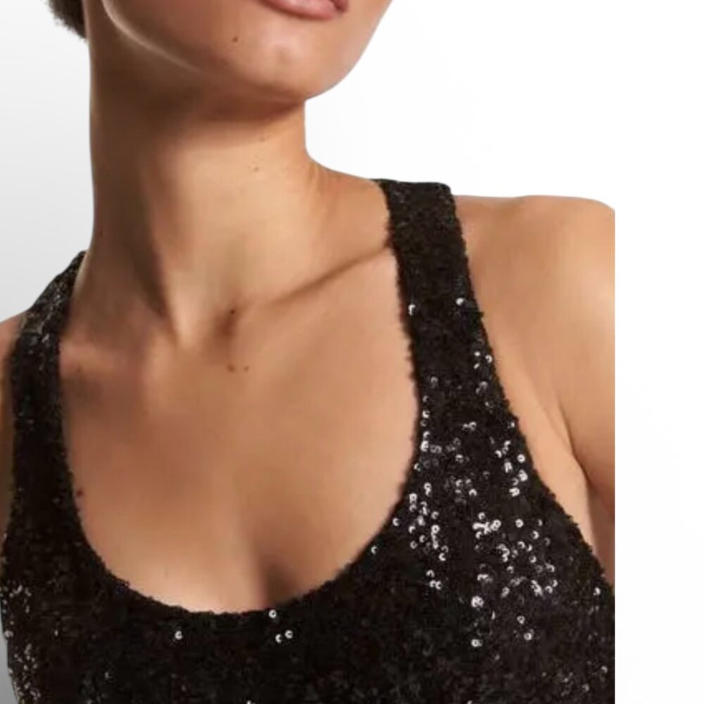 NWT Michael Kors Collection Sequin Racerback Gown - Black - Size 10 - MSRP $3290 - Picture 2 of 5